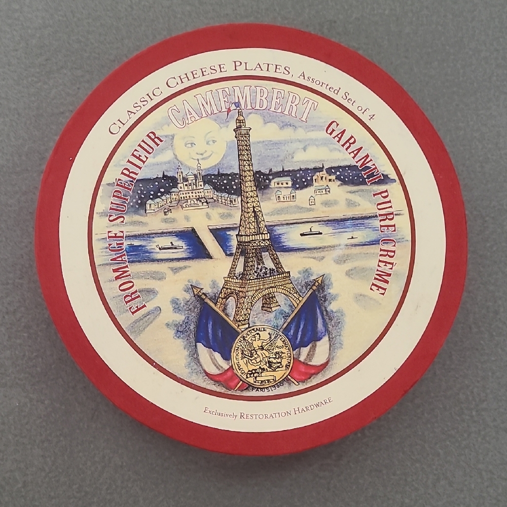 Restoration Hardware Classic Cheese Plates set‎ of 4 - 8" Diameter Plates